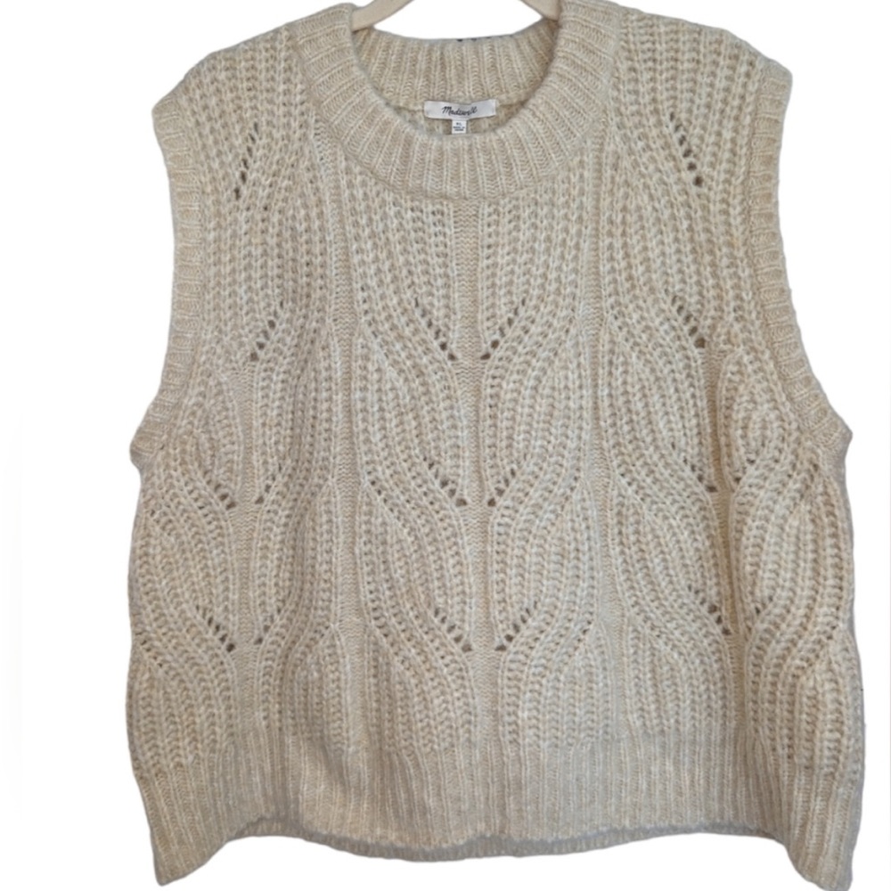 NWT Madewell Firgrove Cream Wool Crewneck Sweater Vest | Size XL